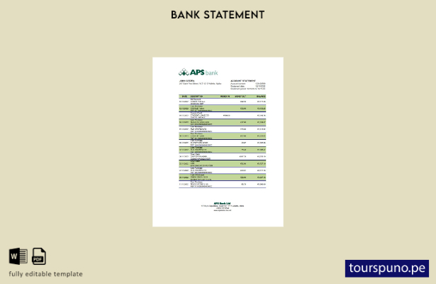listo para imprimir plantilla de Excel de extracto bancario APS de Malta
